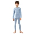 thumbnail image 3 of TiaoBug Kids Thermal Base Layer Set Boys Girls 2 Piece Thermal Long Sleeve Top with Tights Leggings Set Light Blue 120, 3 of 6