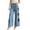 Blue, variant on Women's Casual Five Pointed Star Loose Straight Leg Denim Pants Black L