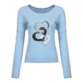 thumbnail image 4 of Aofany Valentines Day Love Heart Print T-Shirt for Women Long Sleeve Mother's Day Graphic Tees Tops Loose Casual V Neck Shirts, 4 of 4