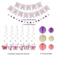 thumbnail image 4 of Purple Birthday Decorations - Purple Happy Birthday Banner with Honeycomb Ball, Butterflies Hanging Swirl Streamer, Circle Dot Garland Decoration - Birthday Party Decoration for Women Girl, 4 of 6