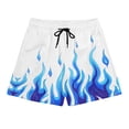 thumbnail image 4 of RYDCOT Mens Flame Graphic Basketball Sweatshorts Elastic Waist Drawstring Running Workout Shorts Summer Cool Casual Peachskin Plush Shorts Blue, 4 of 9