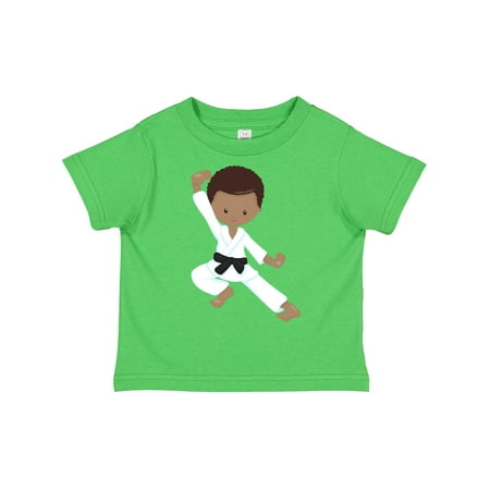 

Inktastic African American Boy Karate Boy Kata Black Belt Gift Toddler Boy Girl T-Shirt