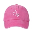 thumbnail image 2 of Wuxian Women Sun Hats Fashionable Heart Embroidered Baseball Cap Vintage Distressed Washed Summer Running Breathable Lightweight Adjustable Casual Travel Sports Trucker Hat,Hot Pink,One Size, 2 of 3
