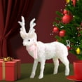 thumbnail image 2 of SLYNSHome Christmas Reindeer Decor,Glitter Deer Figurine White Mini Elk Statue for Home Xmas Holiday Table Decorations, 2 of 7