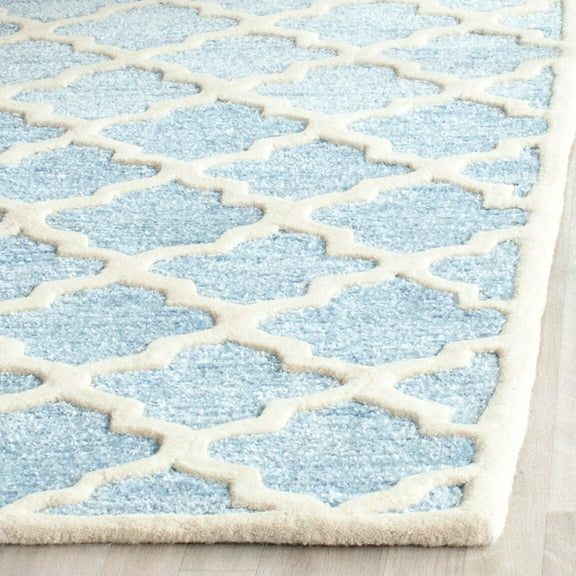 Safavieh  Handmade Precious Geesche Modern Polyester Rug Mist Blue 2'6" x 8' Runner 8' Runner Runner, Indoor Living Room Rectangle