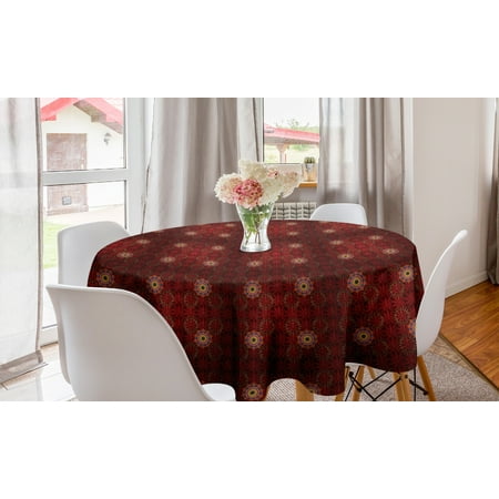 

Oriental Round Tablecloth Abstract Traditional Pattern of Floral and Medallion Motifs Print Circle Table Cloth Cover for Dining Room Kitchen Decor 60 Burgundy and Multicolor by Ambesonne