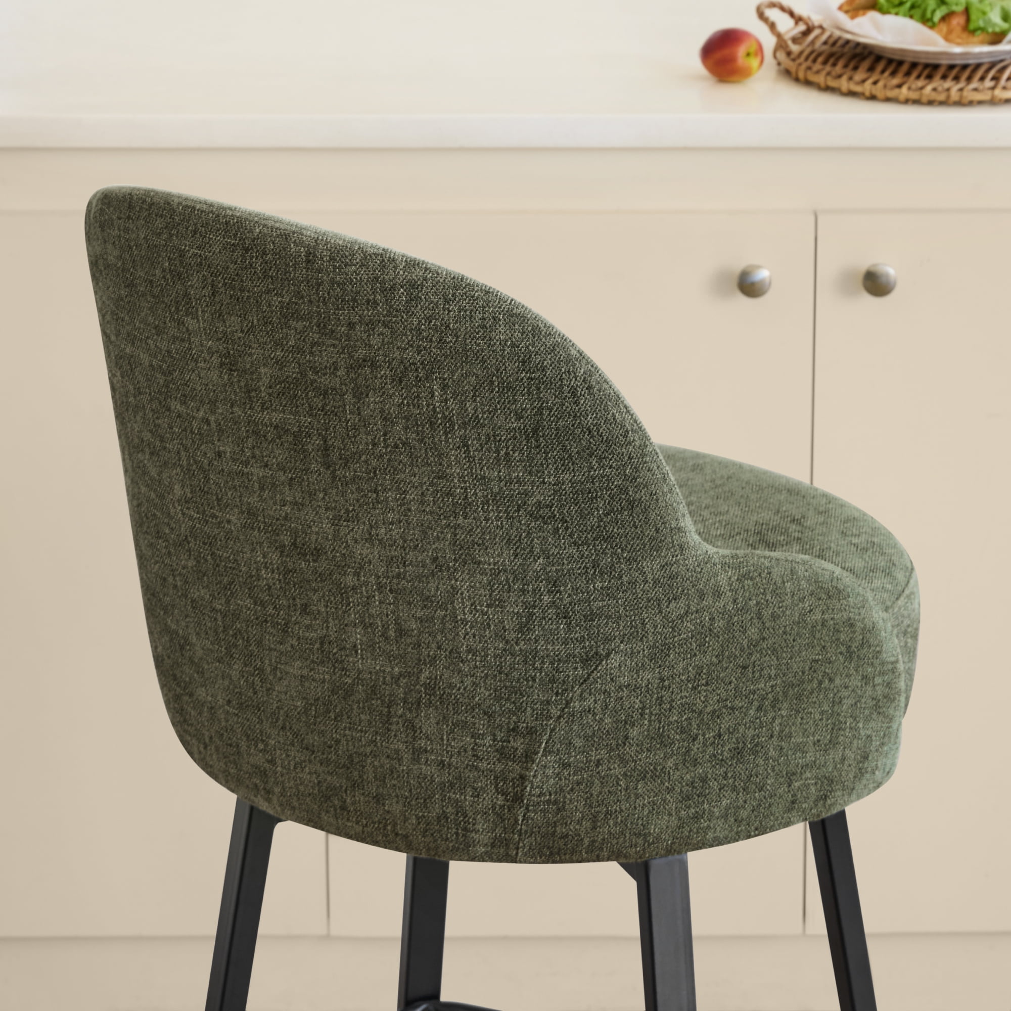 Spruce & Spring Counter Height Swivel Bar Stool with Upholstered Seat and Footrest Set of 2, Moss green