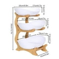 thumbnail image 2 of 3 Tier Plastic Fruit Bowl with Bamboo Wood Stand for Kitchen Counter, Porcelain Fruit Basket for Vegetable Storage, Snack Dessert Cake Tray Plate Rack for Party Wedding - White, 2 of 5