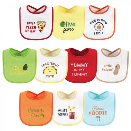 UPC: 0660168562774 | Hudson Baby Infant Cotton Terry Drooler Bibs with Fiber Filling 10pk  Neutral Pizza  One Size