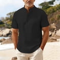 thumbnail image 2 of Mens Knit Henley Pullover Shirts Short Sleeve Ribbed Textured Shirt Casual Vacation Beach Shirts Black, 2 of 6