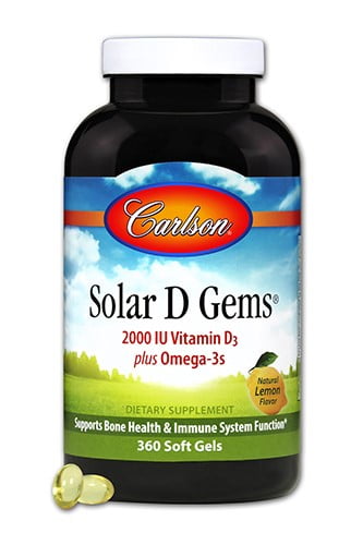 Carlson Solar D Gems 2000 IU Softgels, 360 Ct