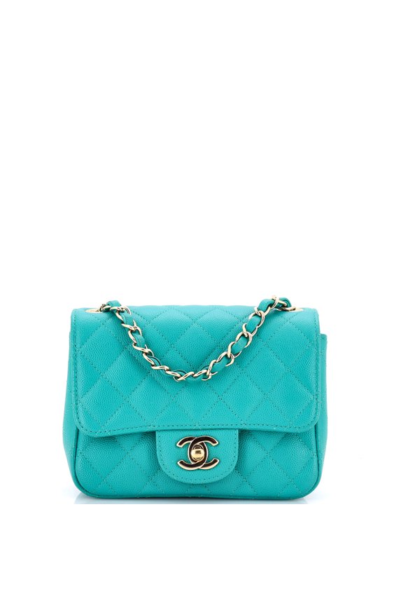 Pre-Owned Square Classic Single Flap Bag Quilted Caviar Mini By Rebag