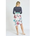 thumbnail image 6 of Stripe 3/4 Sleeve Ivory Mauve Floral Midi Dress with Mint Band | S-3X, 6 of 6