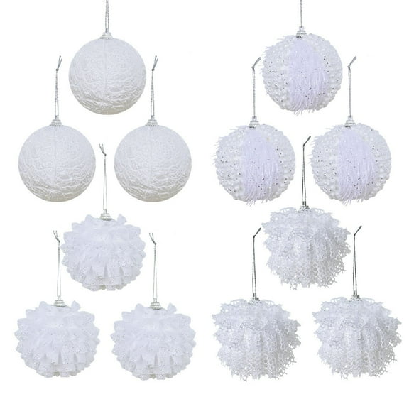 White Glitter Christmas Ornaments - 12 PCS Shatterproof Decorative Ball for Christmas Trees, Wreaths, Wedding, Party and Holiday Decor