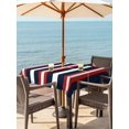 thumbnail image 4 of Square Outdoor Tablecloth with Umbrella Hole Red Navy Blue Striped Outside Table Cloth Waterproof Patio Table Cover Contemporary Minimalist Aesthetic Zipper Tablecloths for Picnic Camping 54x54 Inch, 4 of 8