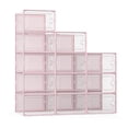 thumbnail image 1 of Cajas para guardar zapatos Kuject, tamaño XL, plástico transparente, paquete de 12 unidades, color rosa, 1 of 8