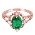 thumbnail image 3 of Mauli Jewels Rings for Women 1.87 Carat Lab Created Emerald and Diamond Ring 4-Prong 10K Rose Gold, 3 of 6