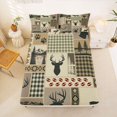 thumbnail image 5 of Manfei Green Check Buck Queen Sheets,Rustic Woodland Queen Sheet Sets,4-Piece,1 Flat Sheet, 1 Fitted Sheet and 2 Pillowcases, 5 of 6