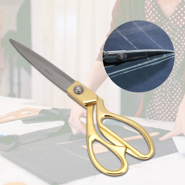 Professional Sewing Scissors 8 Inch, Stainless Steel Fabric Tailor Scissors, Dressmaking Shear for Precision Cutting Textiles Cloth and Craft DIY, Gold Alloy Handle