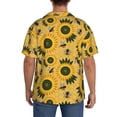 thumbnail image 5 of Xecao offers the Bees and Sunflowers for Men's Casual Short-sleeved Shirt, a button-up collared shirt with a pocket, perfect for beach vacations and yacht travel in the XX-Large size., 5 of 7
