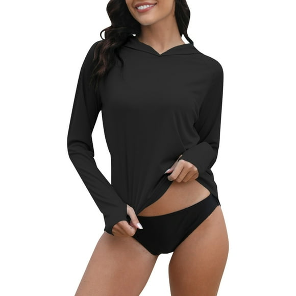 Women's Lightweight Hooded Sun Shirt UPF 50+ Long Sleeve Outdoor Rash Guard for Hiking Fishing and Casual Wear