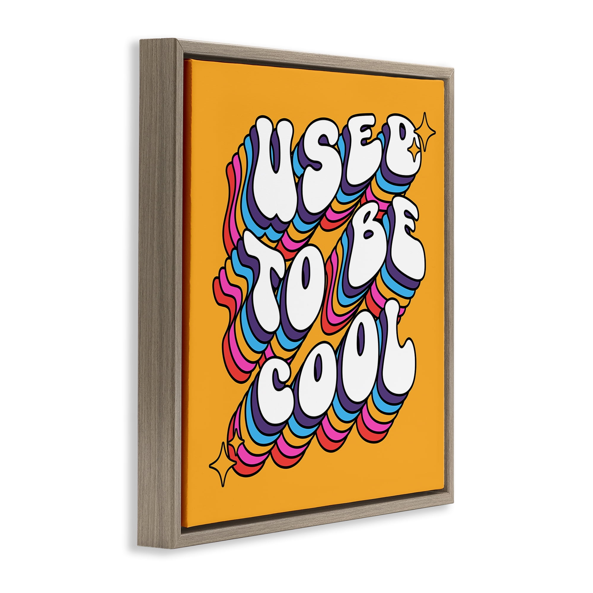 Stupell Industries Groovy Used To Be Cool Text & Numbers Painting Brown Floater Framed Canvas Art Print Wall Art, 25 x 25