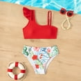 thumbnail image 2 of Little Girls 2 Piece Swimsuit Strap Bikini Sets Beach Bathing Suit Swimwear Red,7-8T Swimsuits For Girls, 2 of 7