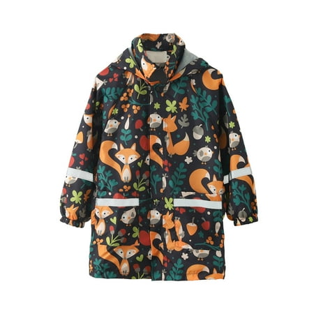 

Children s Raincoat Jacket Cute Print Hooded Mid-length Jacket With Pockets Girl Rain Jacket Children Toddler Ponchos Cartoon Boys Coat Jacket Kids Rain Coat Rainwear 3-11 Years
