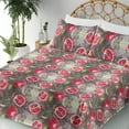 thumbnail image 3 of Ambesonne Fruits Themed Fitted & Flat Sheet with Sham 3 Pcs Set, Grunge Pomegranate, Twin XL, Dark Pink Pale Grey, 3 of 5