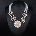 thumbnail image 3 of AYYUFE Women's Bohemian Artificial Pearl Flower Pendant Necklace Choker, 3 of 8