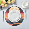 thumbnail image 2 of Round Plate Mat 15.4x15.4 Inchesx4 Placemat Table Mat Kitchen Mat Coffee Mat Fabric Thick, Strong Wear-Resistant, Heat Resistance Black Wolf under The Moon, 2 of 7