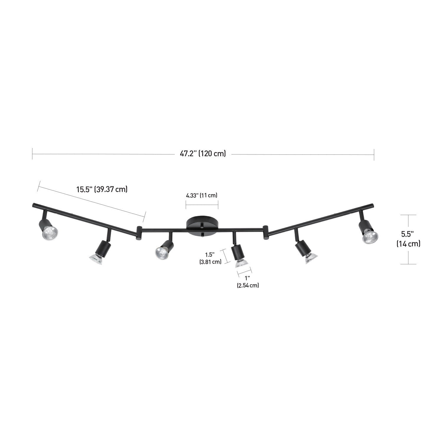 Globe Electric Payton 6-Light Painted Black Foldable Track Lighting Kit, 59693