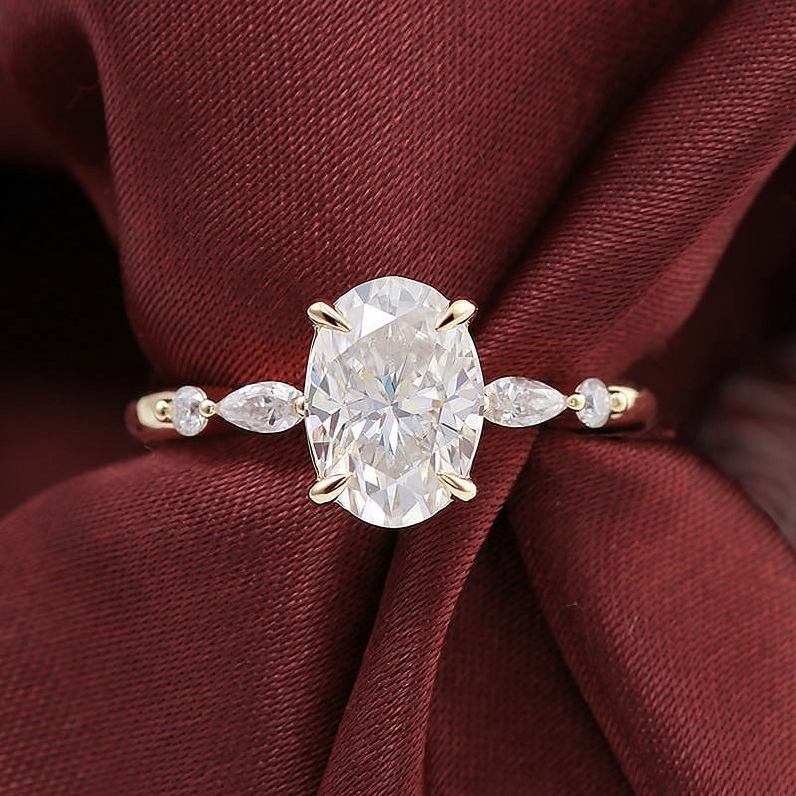 Cora Jewellery 1.5TCW Dainty Oval Moissanite Engagement Ring For Women, 14K Yellow Gold
