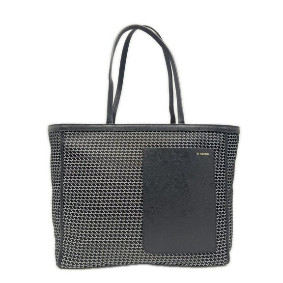 Pre-Owned Valextra K-VAL Medium Tote Bag V5B14-629-0NBW Handbag Black White Leather Women's