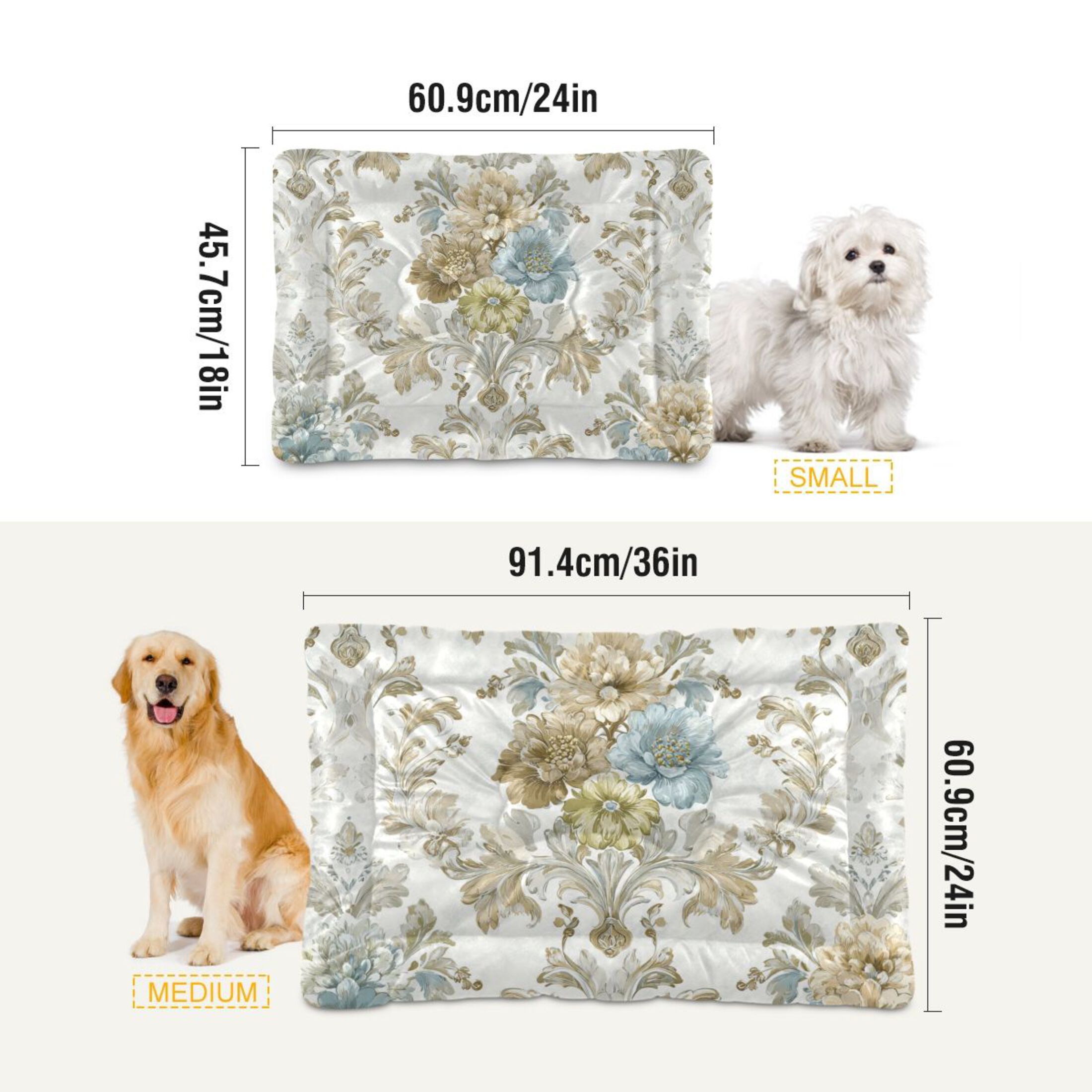 Cozy Mat Pet Bed Indoor Outdoor Warm Soft For Cat Dog Puppy(S/M) Elegant Damask Pattern