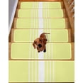 thumbnail image 2 of Yellow White Stripe Stair Treads for Wooden Steps Indoor Runner Rug Carpet, Modern Rustic Vertical Striped 4 Pieces Peel and Stick Staircase Step Treads Covers Washable Throw Door Mats, 30"x8", 2 of 6