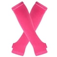 thumbnail image 1 of Zhuge Guantes largos sin dedos a rayas para mujer, calentadores de brazos tejidos de invierno para punk rock, cosplay, gótico y fiestas navideñas, color rosa oscuro, 1 of 4