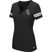 Womens Majestic Black Chicago White Sox Plus Size Sparkling Fun Button V-Neck T-Shirt