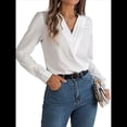 thumbnail image 3 of Blusa Plisada de Larga con Cuello en V para Mujer, Ideal para Oficina XL, 3 of 8