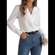 thumbnail image 3 of Blusa Plisada de Larga con Cuello en V para Mujer, Ideal para Oficina XXL, 3 of 8