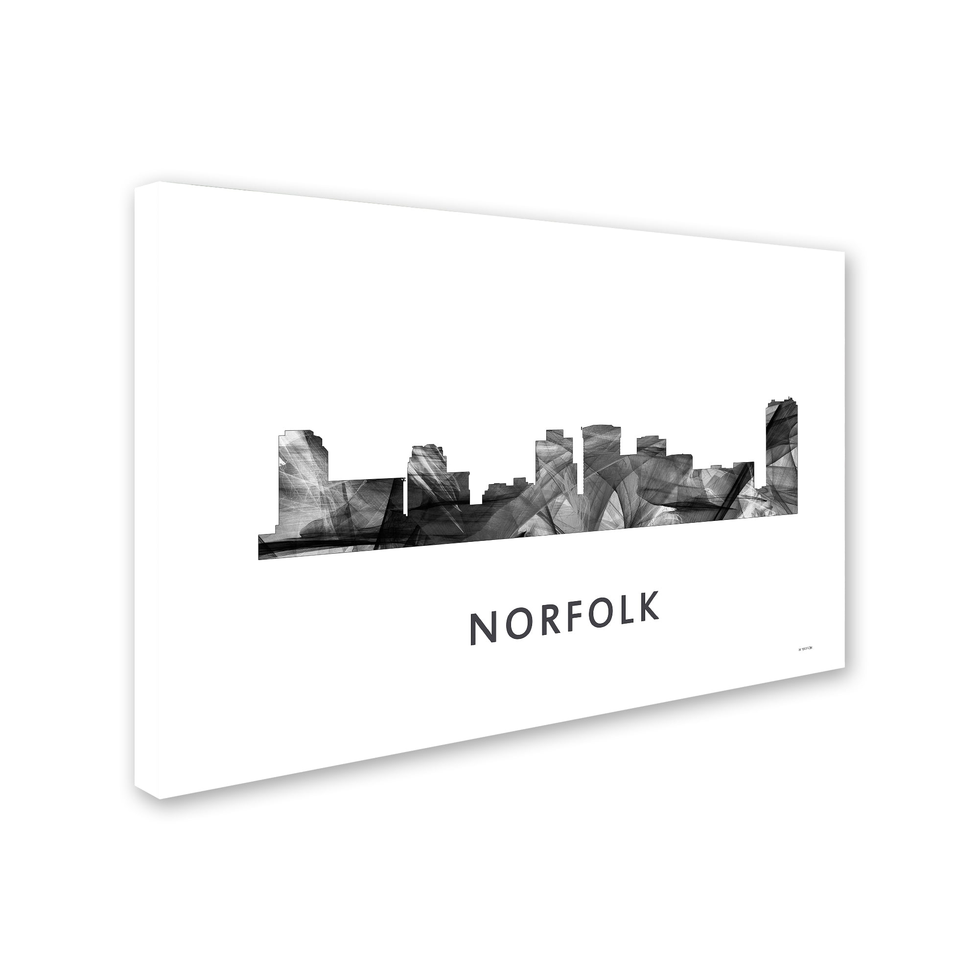 Trademark Fine Art 'Norfolk Virginia Skyline WB-BW' Canvas Art by Marlene Watson