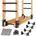 thumbnail image 1 of Firewood Rack Outdoor, Adjustable Length Wood Storage Brackets Kit, Log Stacking Stand Holder for Outdoor Indoor Fireplace, Wood Burning Fire Pits, Black, Set of 4, 1 of 9