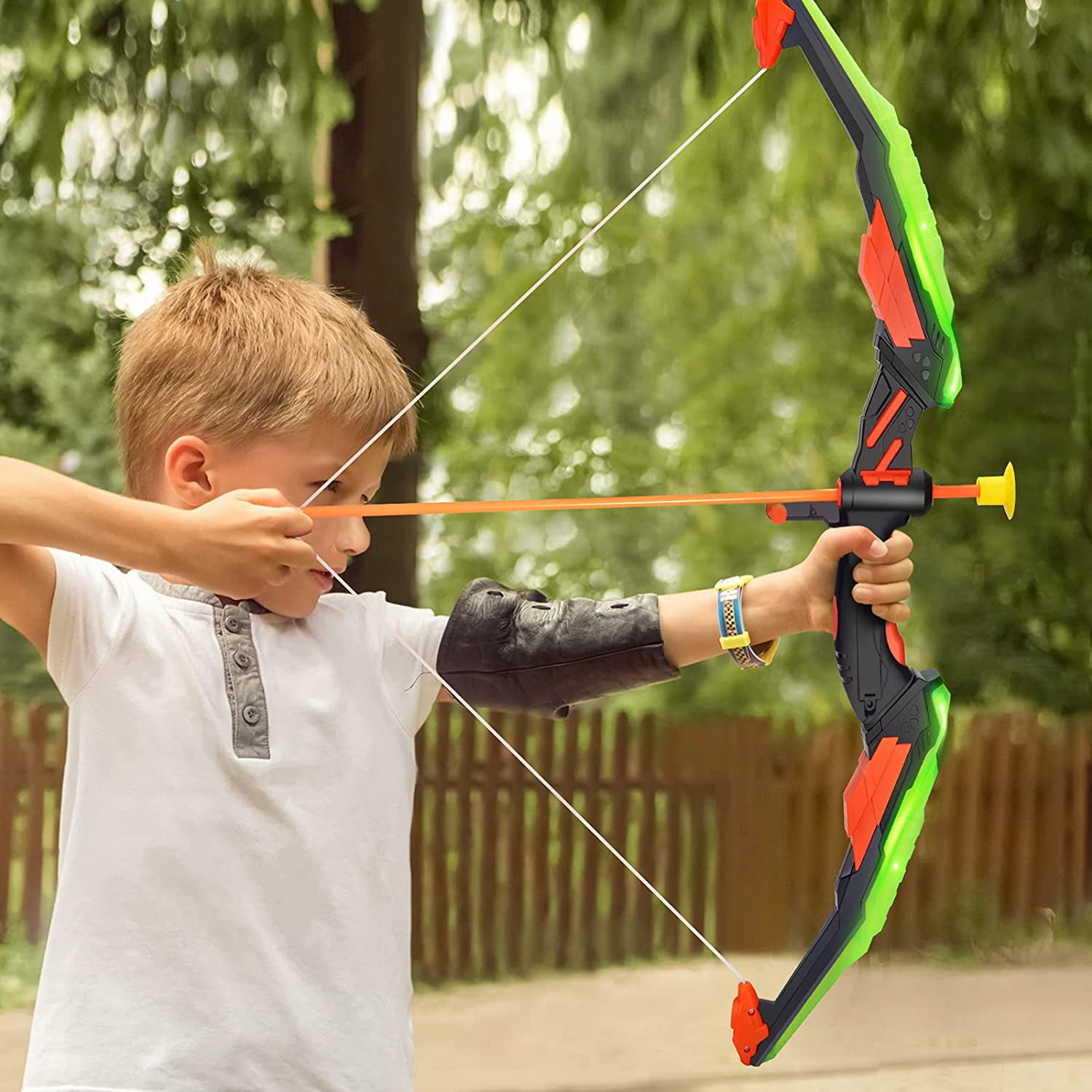 Bow and Arrow for Kids LED Light Up Archery Sets Outdoor Toys establish new hobbies among boys and girls durable with long-lasting performance ABS 