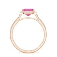 thumbnail image 3 of 925 Sterling Silver Emerald Cut Pink Sapphire Halo Ring, Moissanite Engagement Ring in Rose Gold Plated| September Birthstone Wedding Ring, Birthday, Anniversary Jewelry, Ring Size 6, 3 of 4