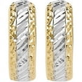 thumbnail image 2 of Primal Gold 10 Karat Yellow Gold with White Rhodium Diamond-cut Hoop Earrings, 2 of 5