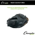 thumbnail image 4 of Champion Sports Catcher's Mitt - Synthetic Leather | Deep Pocket and Scoop Toe Design | Adjustable Wrist Strap Closure | Youth Size: 33.5" | Regular Fit, 4 of 4