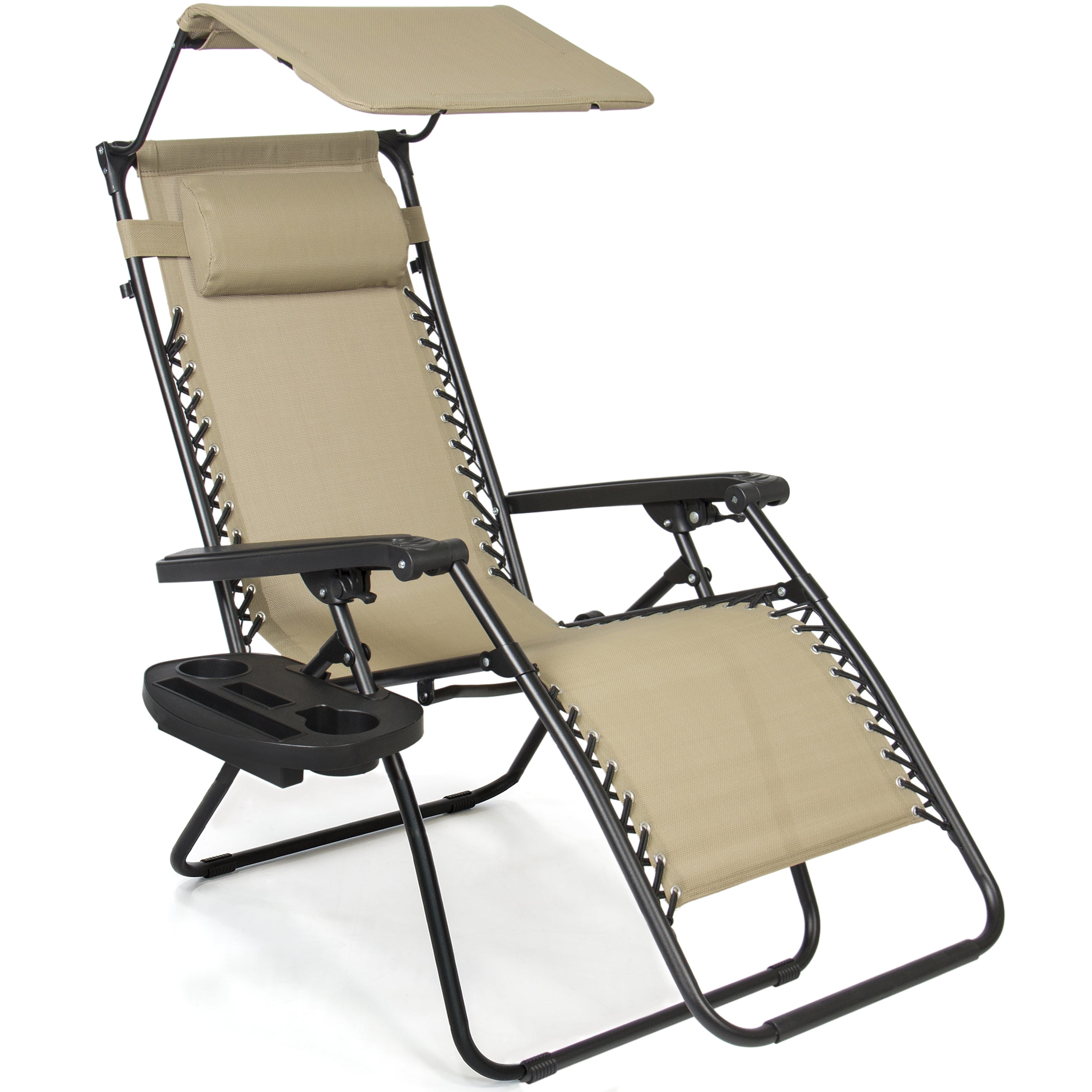 Best Choice Products Folding Zero Gravity Recliner Lounge Chair W Canopy Shade And Cup Holder