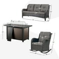 thumbnail image 4 of POCASSY 4PCS Patio Furniture Set with Fire Pit Table, Outdoor Patio Furniture Set with Wicker Patio Couch Outdoor Rocking Chair and 43" Propane Firepit Table Rectangular, Brown Wicker & Gray Cushion, 4 of 12