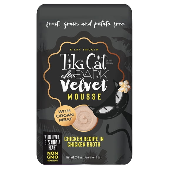 Tiki Cat After Dark Velvet Mousse Wet Cat Food, Chicken, 2.8 oz. Pouch