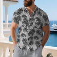 thumbnail image 5 of Fnnxeal Mens Slim Fit Tropical Hawaiian Shirt Short Sleeve Button Down - Gray Palm Print Breathable Rayon for Beach Vacation Resort,Size 3XL, 5 of 9